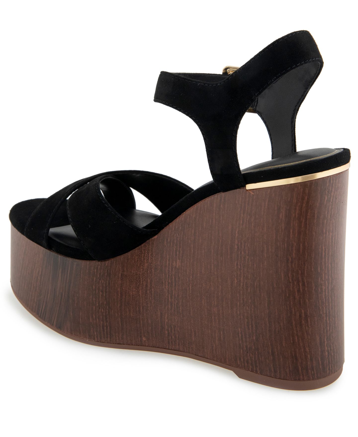 Женские сандалии Kenneth Cole New York Taelyn Platform Wedge, цвет: Чёрный замшевый — фото 6
