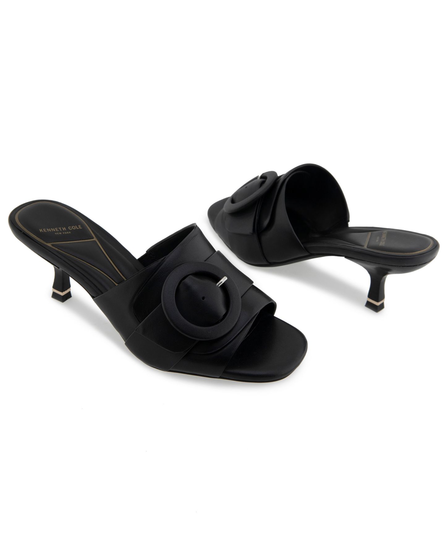 Женские сандалии Kenneth Cole New York Valentina Slip-On Dress Sandals, цвет: Чёрный кожаный — фото 8