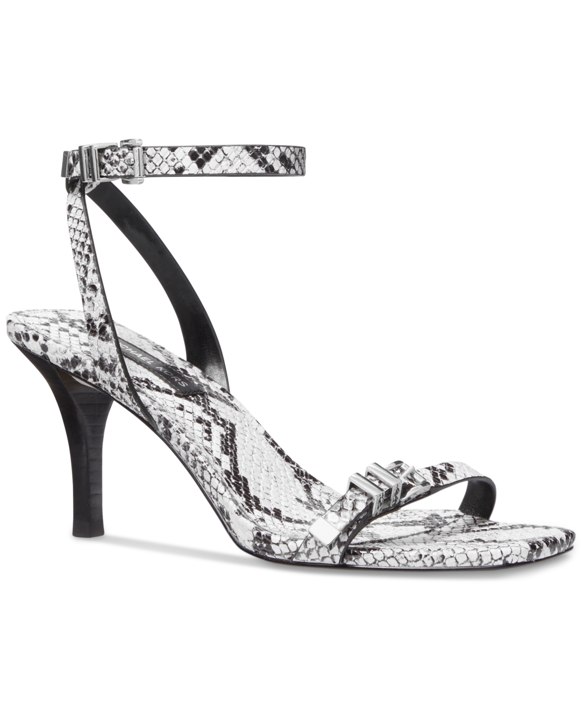 Michael Kors Darrington Snake Embossed Leather Sandal In Aluminum