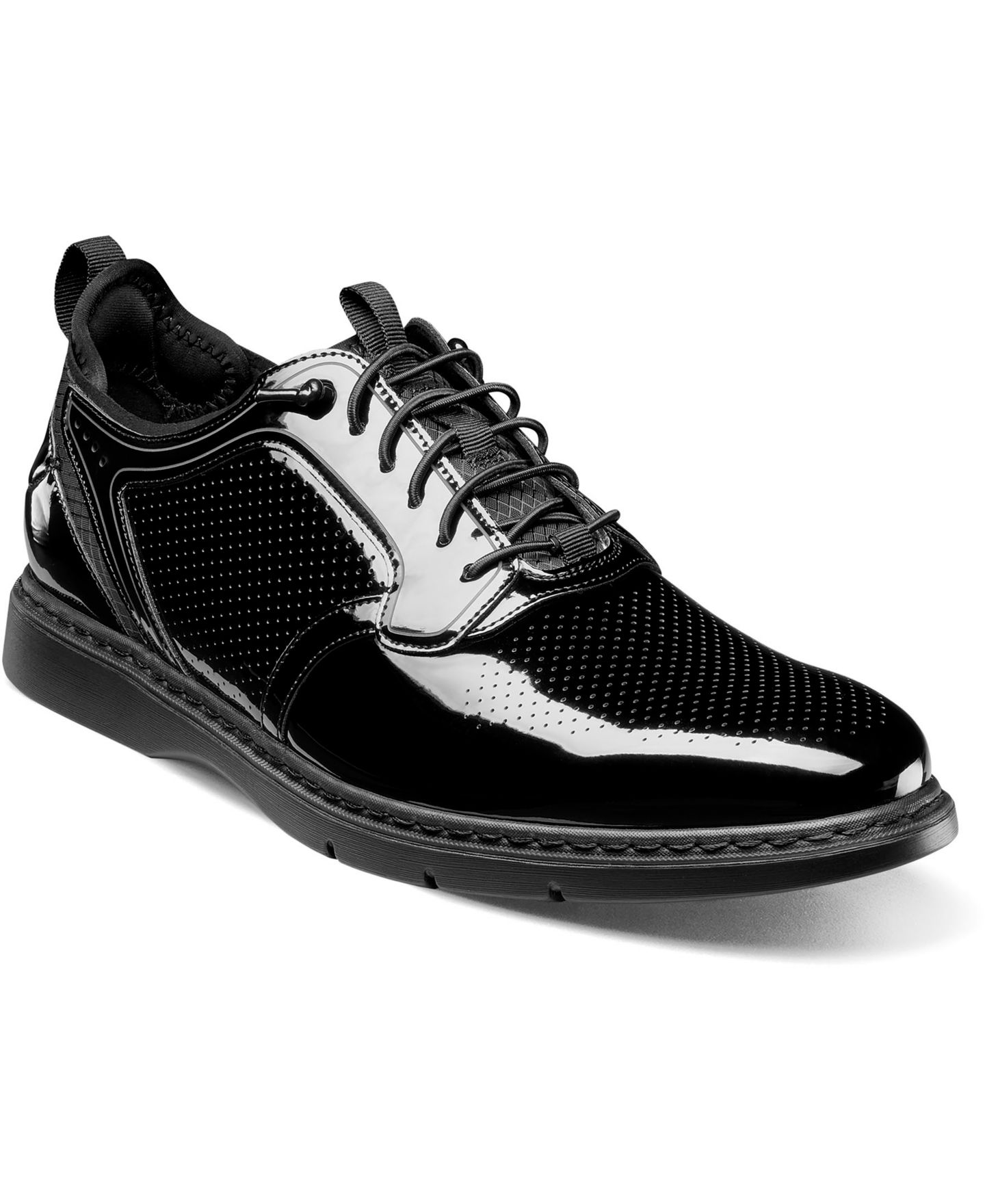 Мужские кроссовки Stacy Adams Spyre Plain Toe Elastic Lace, цвет: Чёрный лаковый — фото 1