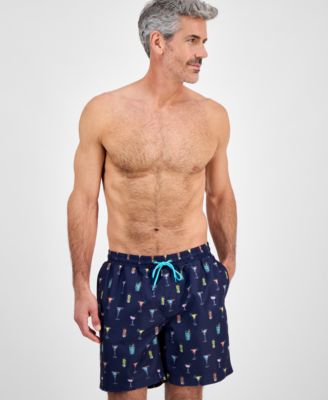 Club Room - Men's Cocktail-Print Swim Trunks