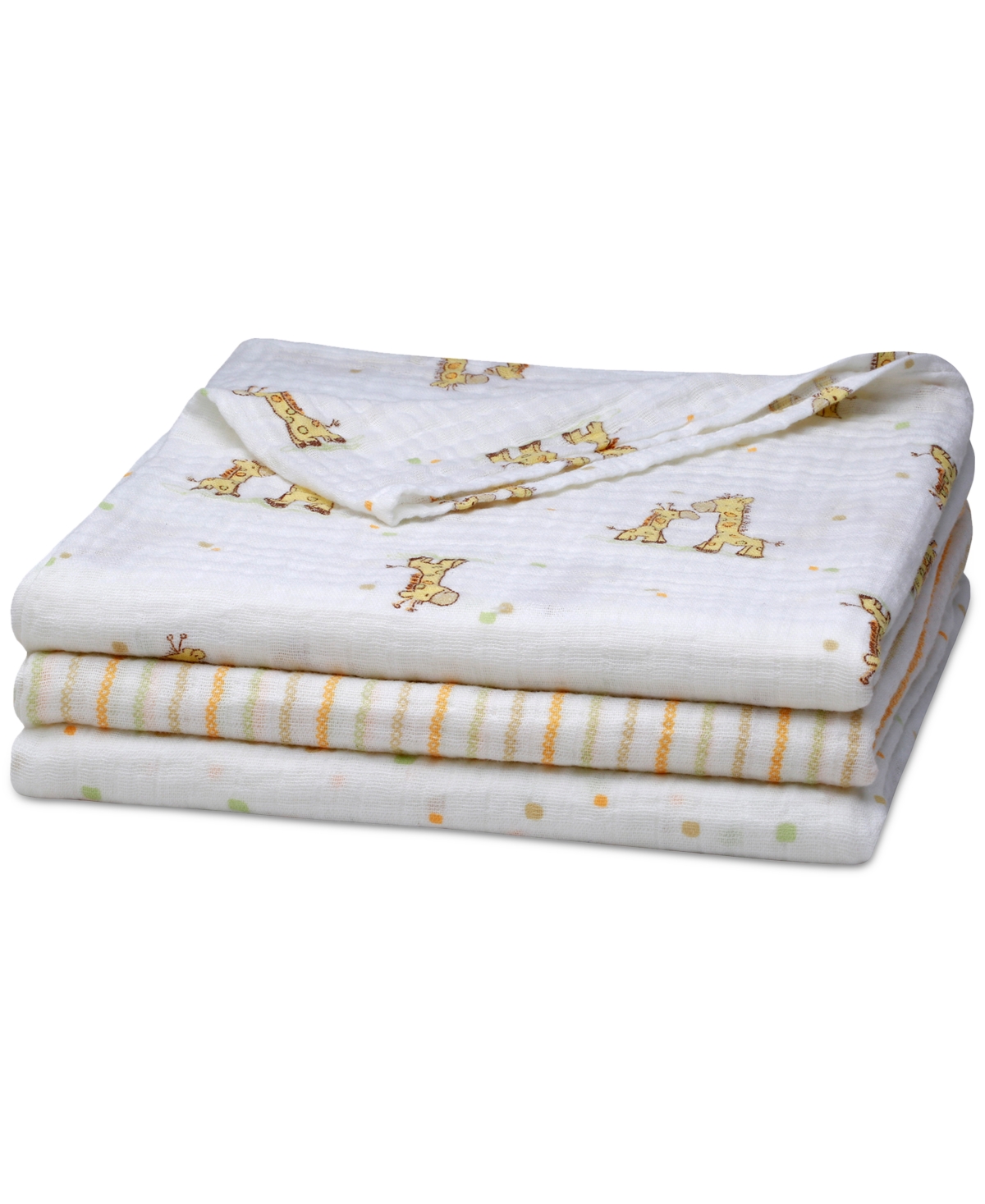 Shop Little Me Baby 3-pc. Muslin Giraffe Blankets Set In White