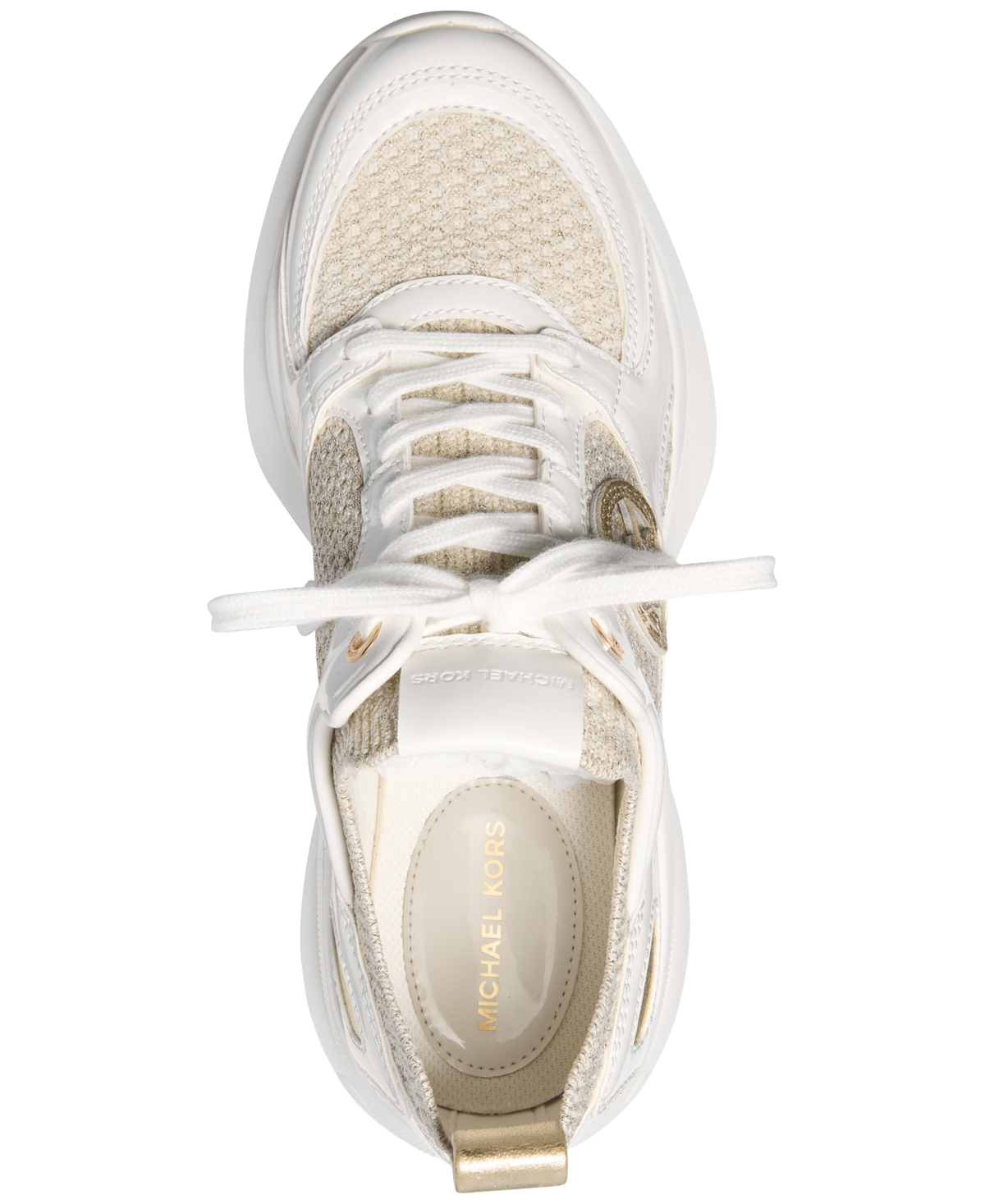 Michael Kors Zuma Metallic And Mesh Trainer In Pale Gold