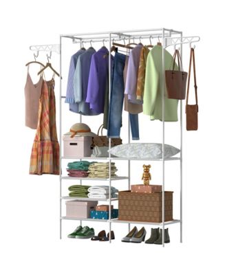 Slickblue Garment Rack with Shoe and Clothing Organizer Shelves ...