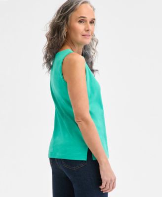 Women's Cotton Boat-Neck Sleeveless Top, Created for Macy's
