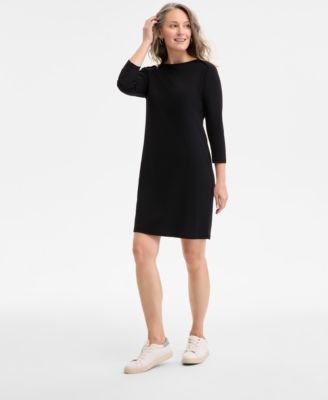 Women's Cotton 3/4-Sleeve Boat-Neck Dress