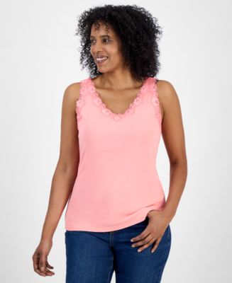 売れ筋商品|||スタイルアンドコー カットソー トップス レディース Women's Lace-Trim Cotton Tank Top, Exclusively at Macy's Oliva Style & Co Women's Lace-Trim Cotton Tank Top, Exclusively at