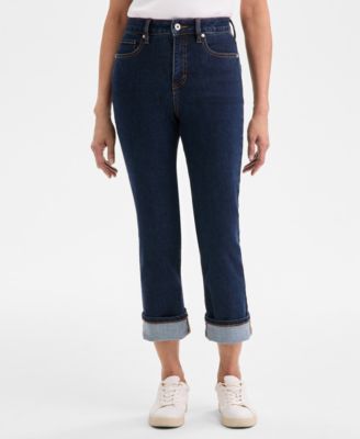 Women's High-Rise Cuffed Capri Jeans