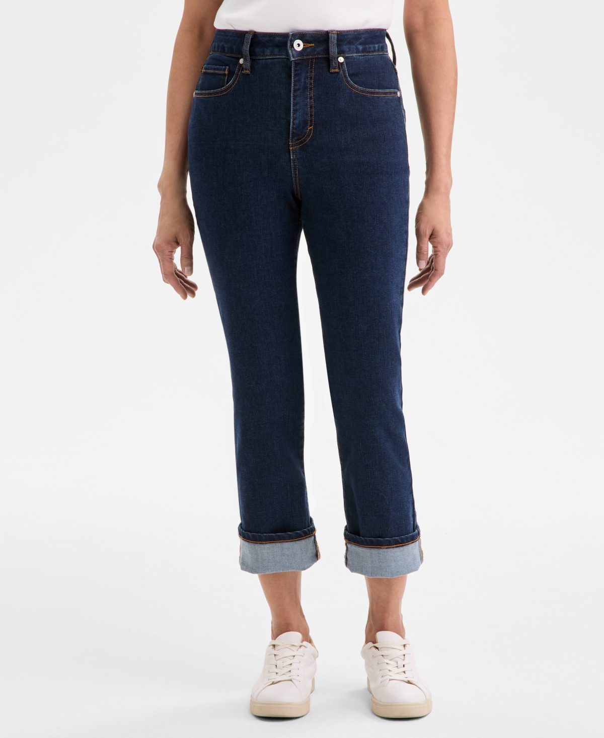 Shop Style & Co Women's High-rise Cuffed Capri Jeans, Exclusively At Macy's