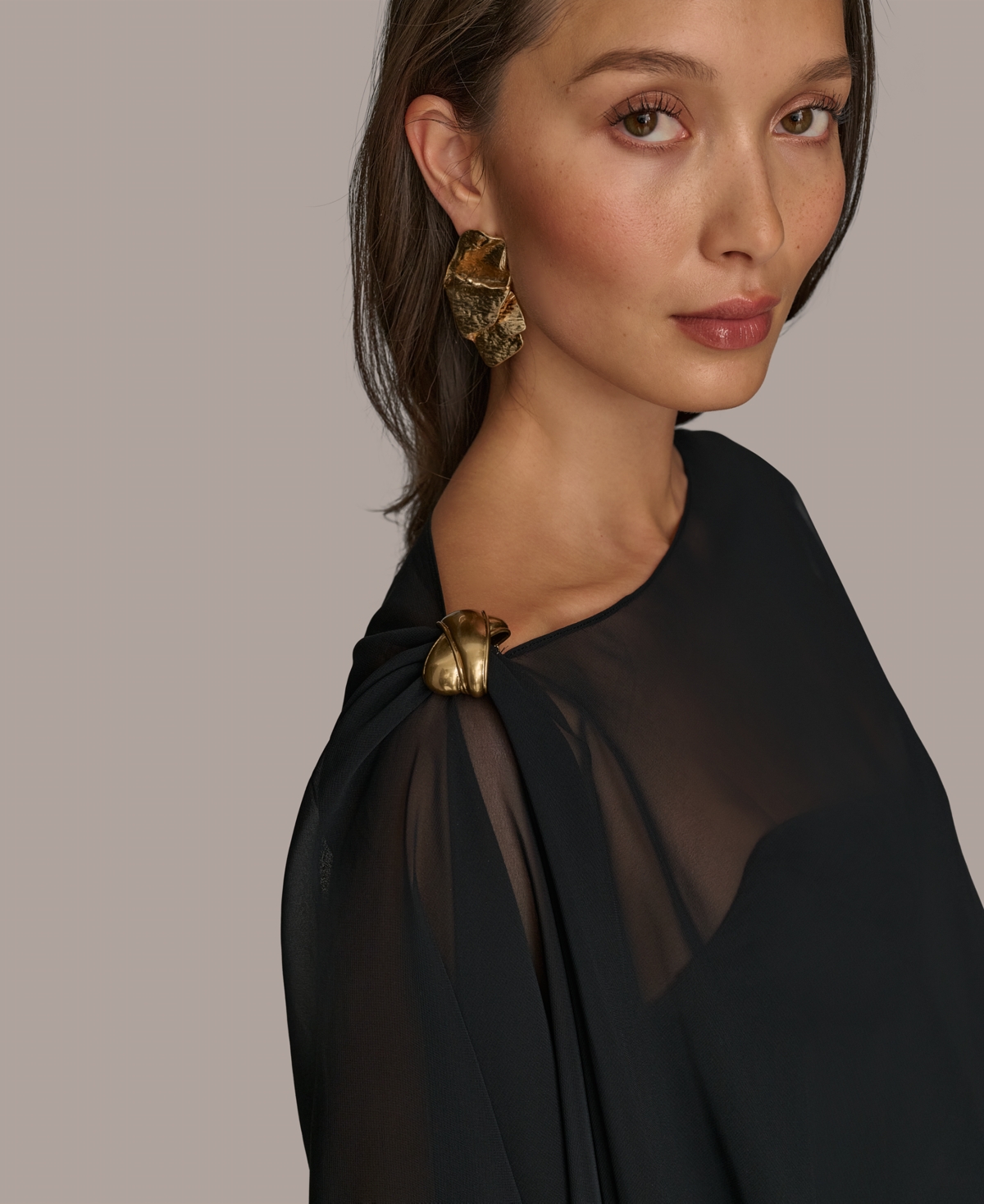 Donna Karan Women's Chiffon Formal Cape In Black