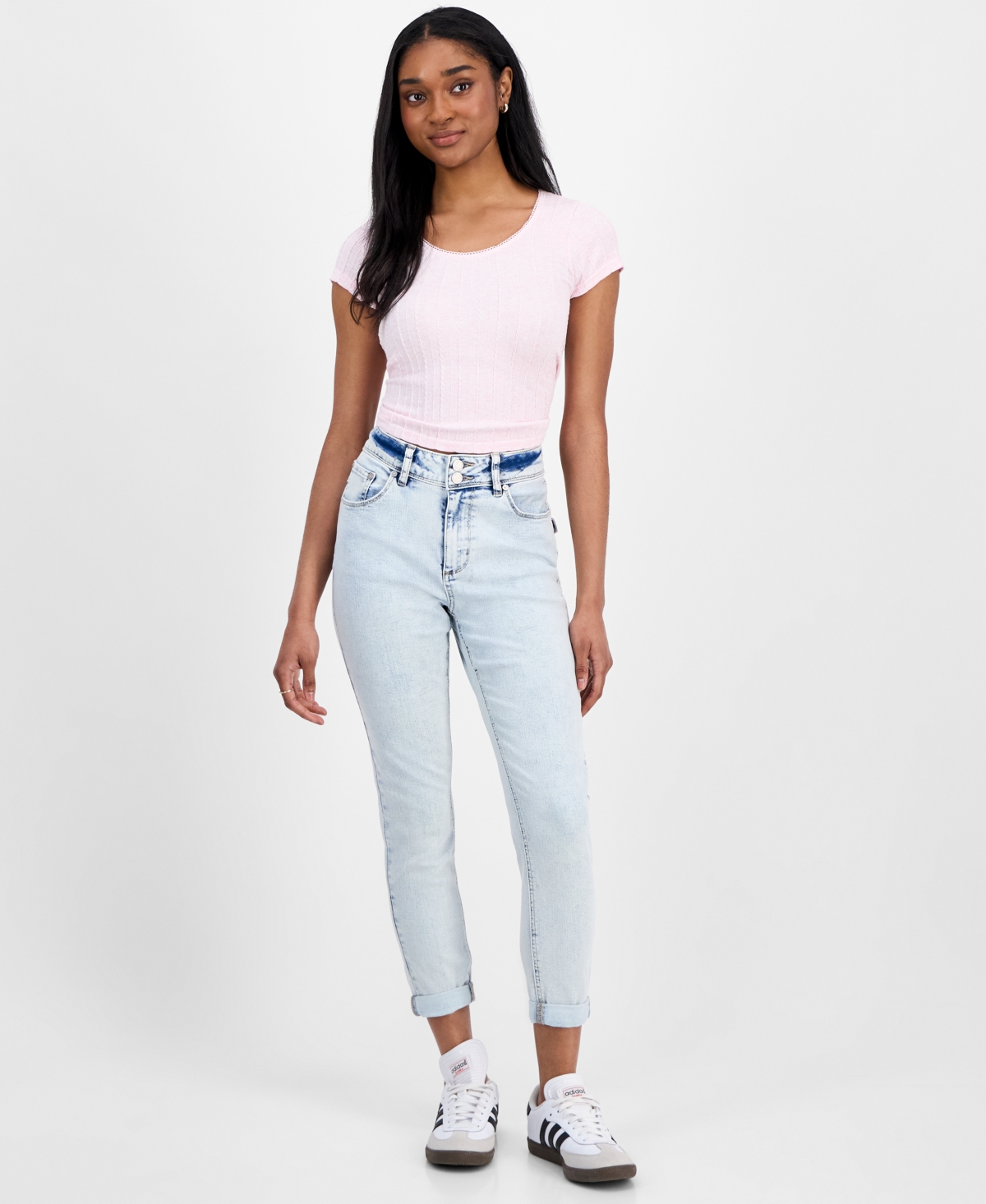 Juniors' Mid-Rise Light-Wash Cropped Jeans - Acid Wash