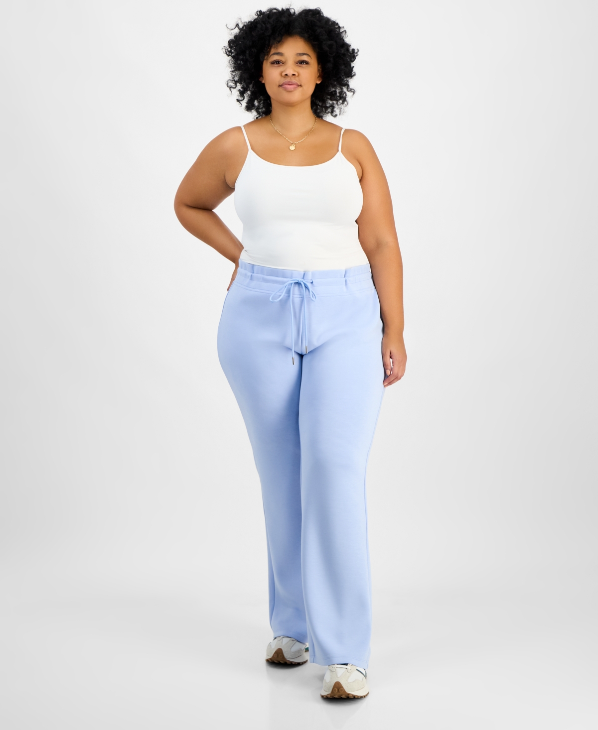 And Now This Trendy Plus Size Scuba Wide-leg Pants, Created For Macy's In Blue Falls