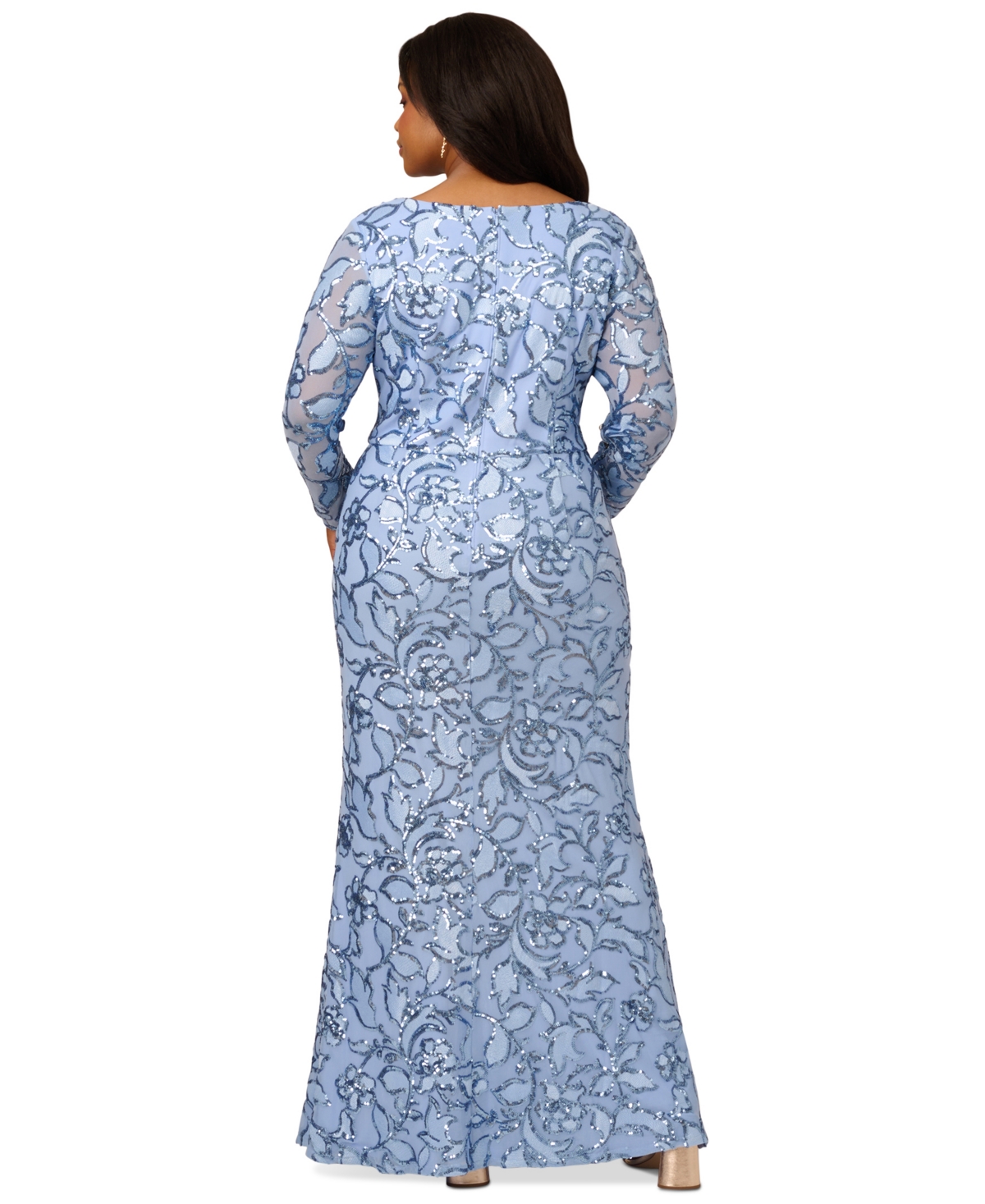 Aidan Mattox Plus Size Sequin Stretch Mermaid Gown In Electric Ice