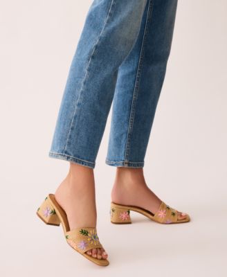 Women's Dolls Embroidered Raffia Block Heel Sandals