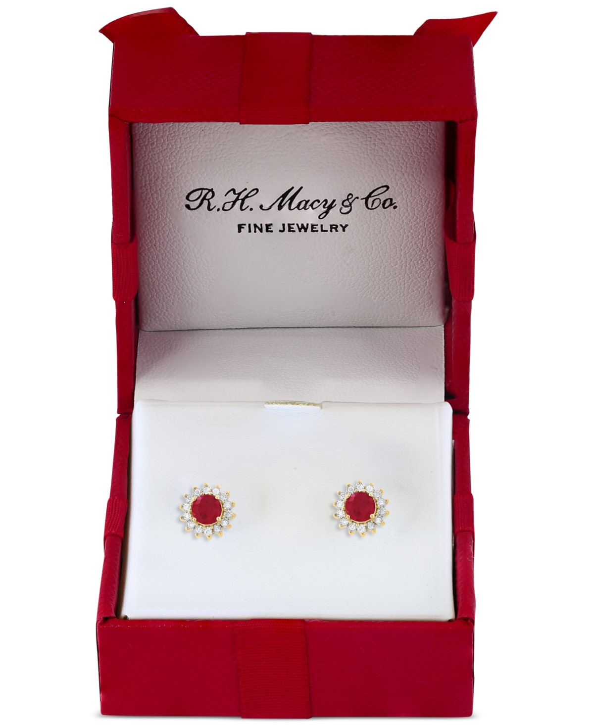 Effy Collection Effy Sapphire (1-1/6 Ct. T.w.) & Diamond (1/6 Ct. T.w.) Halo Stud Earrings In 14k White Gold Or Two In Ruby,two Tone Gold