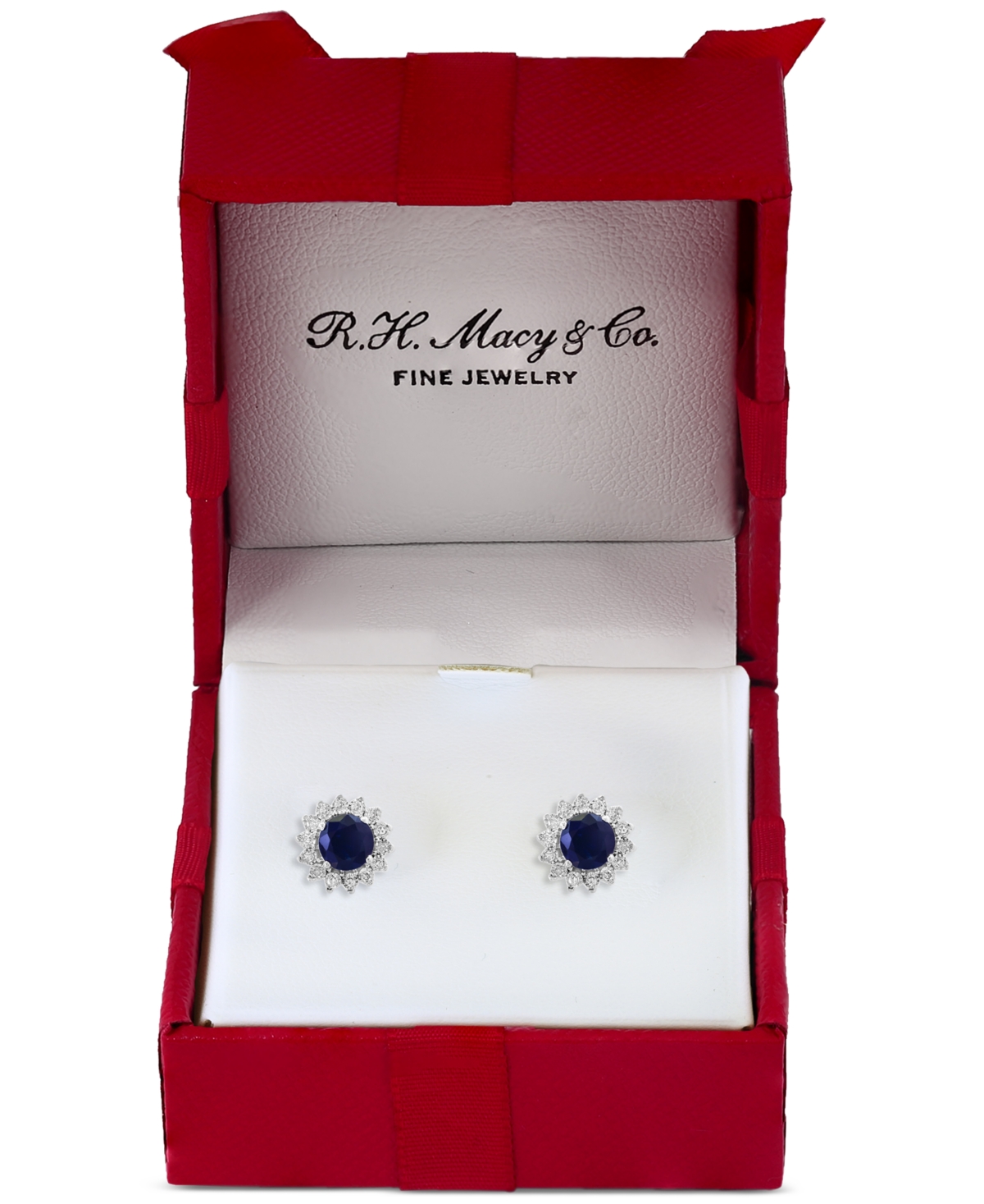 EFFY COLLECTION EFFY SAPPHIRE (1-1/6 CT. T.W.) & DIAMOND (1/6 CT. T.W.) HALO STUD EARRINGS IN 14K WHITE GOLD OR TWO  