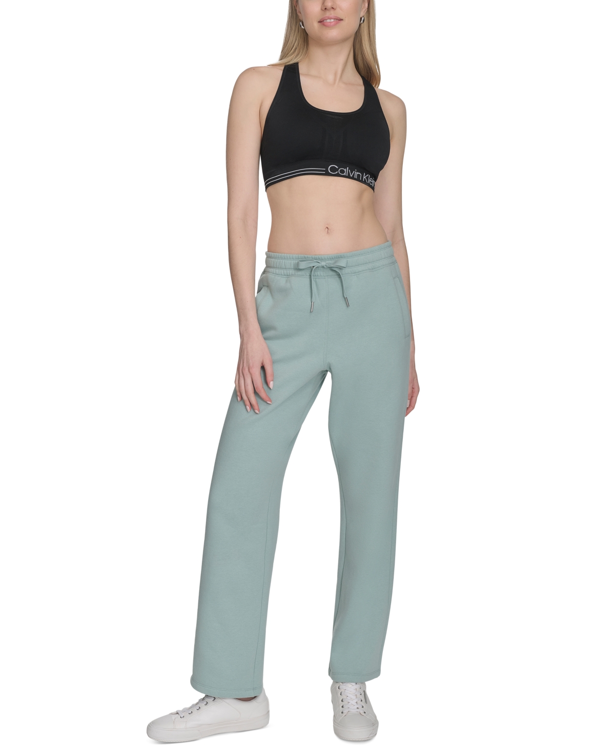 Calvin Klein Women's Fleece High-waist Relaxed Jogger Sweatpants In Blue Surf