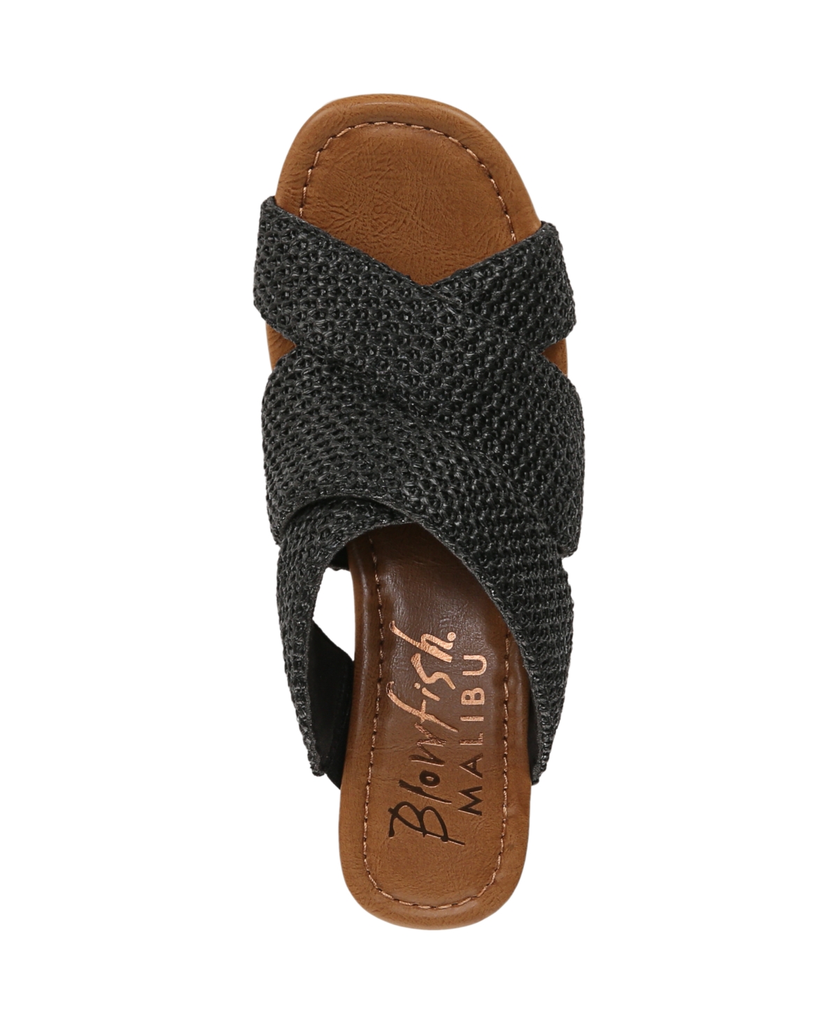 Blowfish Malibu Abi Woven Wedge Sandal In Black Faux Raffia