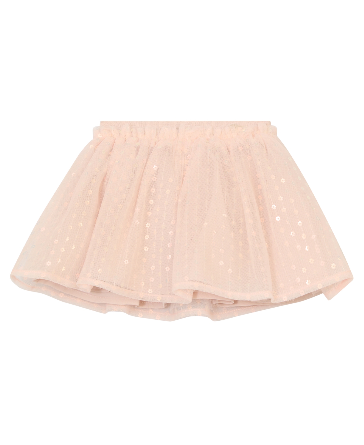 Guess Baby Girl 2-piece Short Sleeve T-shirt And Mesh Sequin Skirt In White