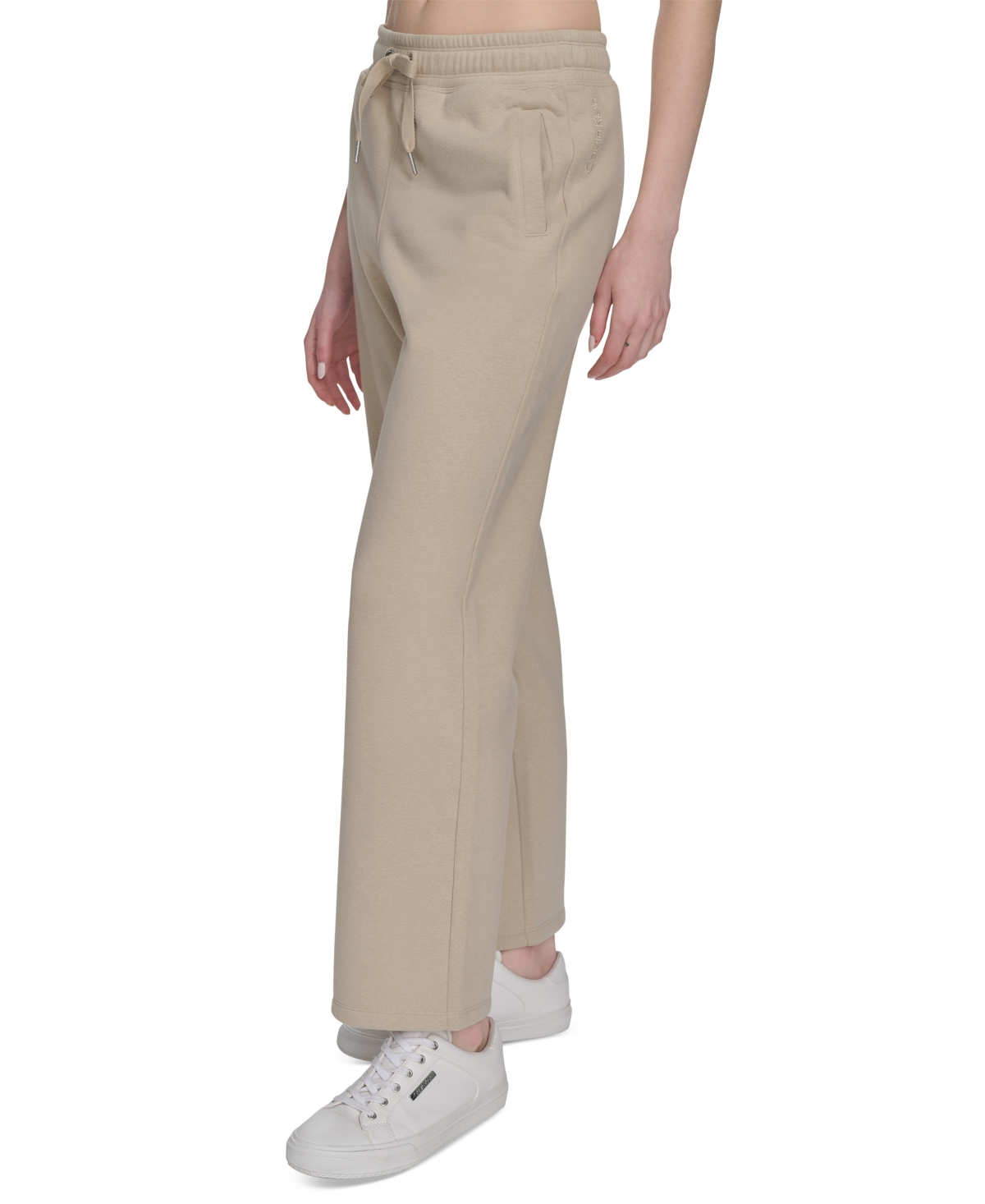 Calvin Klein Women's Fleece High-waist Relaxed Jogger Sweatpants In White Pepper