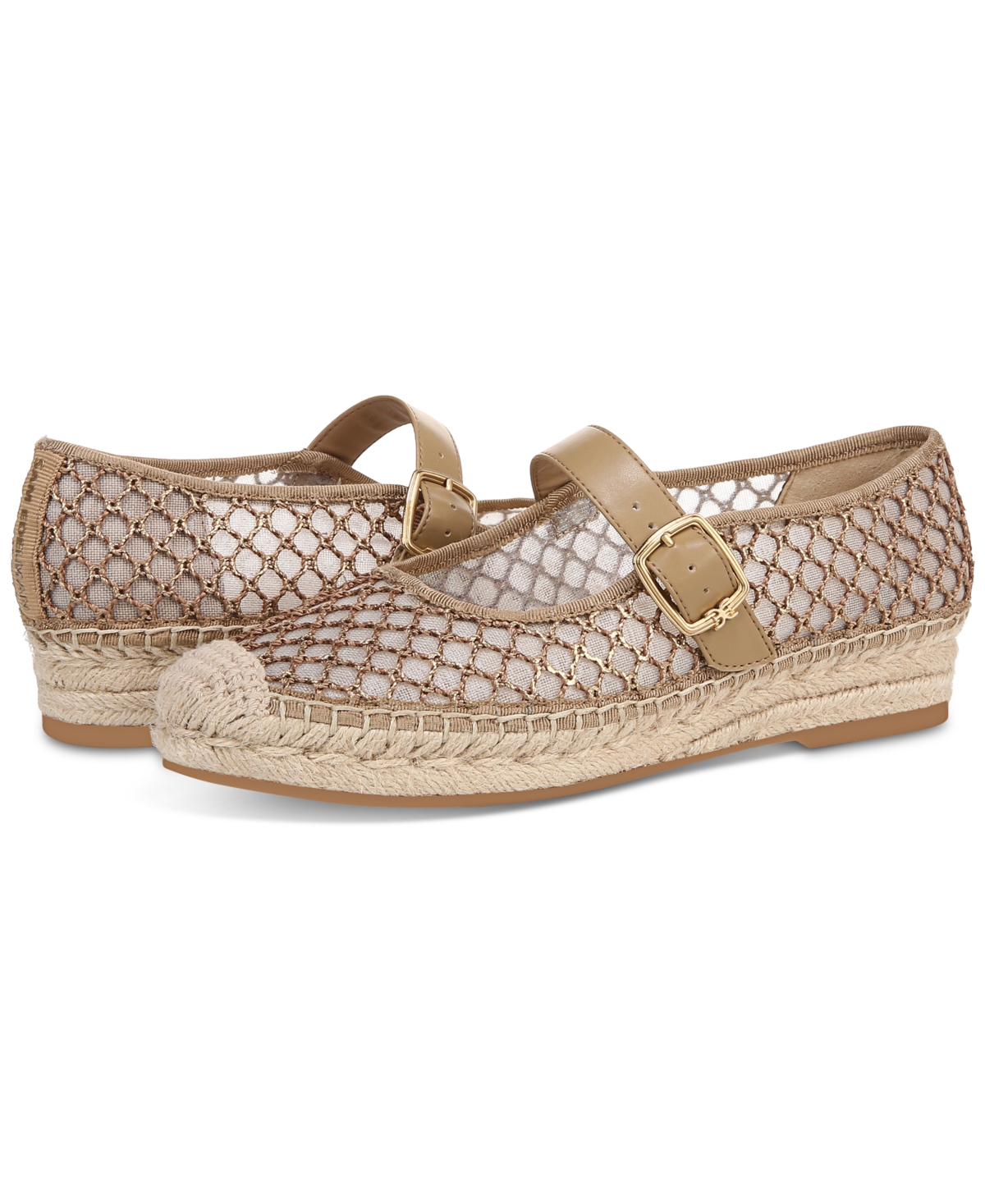 Sam Edelman Mackiemesh Mary Jane Platform Espadrille In Brushed Gold,cyprus Tan