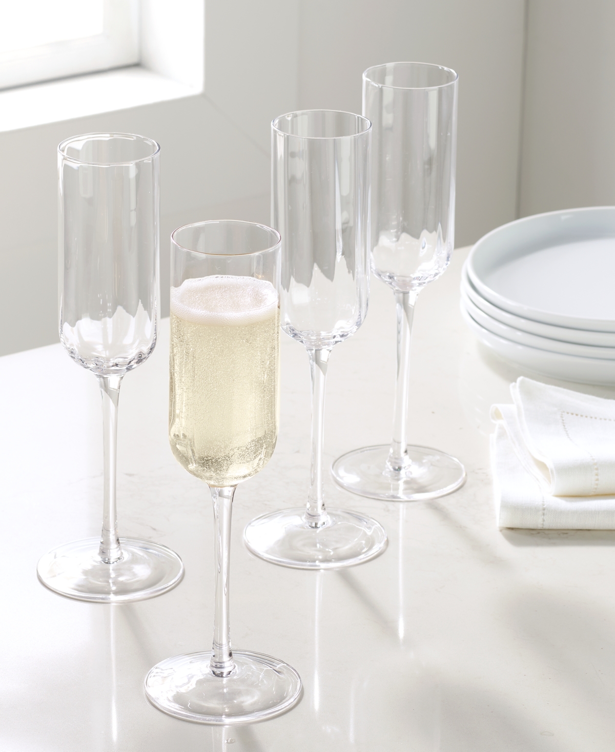 The Cellar Optic Champagne Glasses, Set Of 4, Exclusively At Macy's In Clear