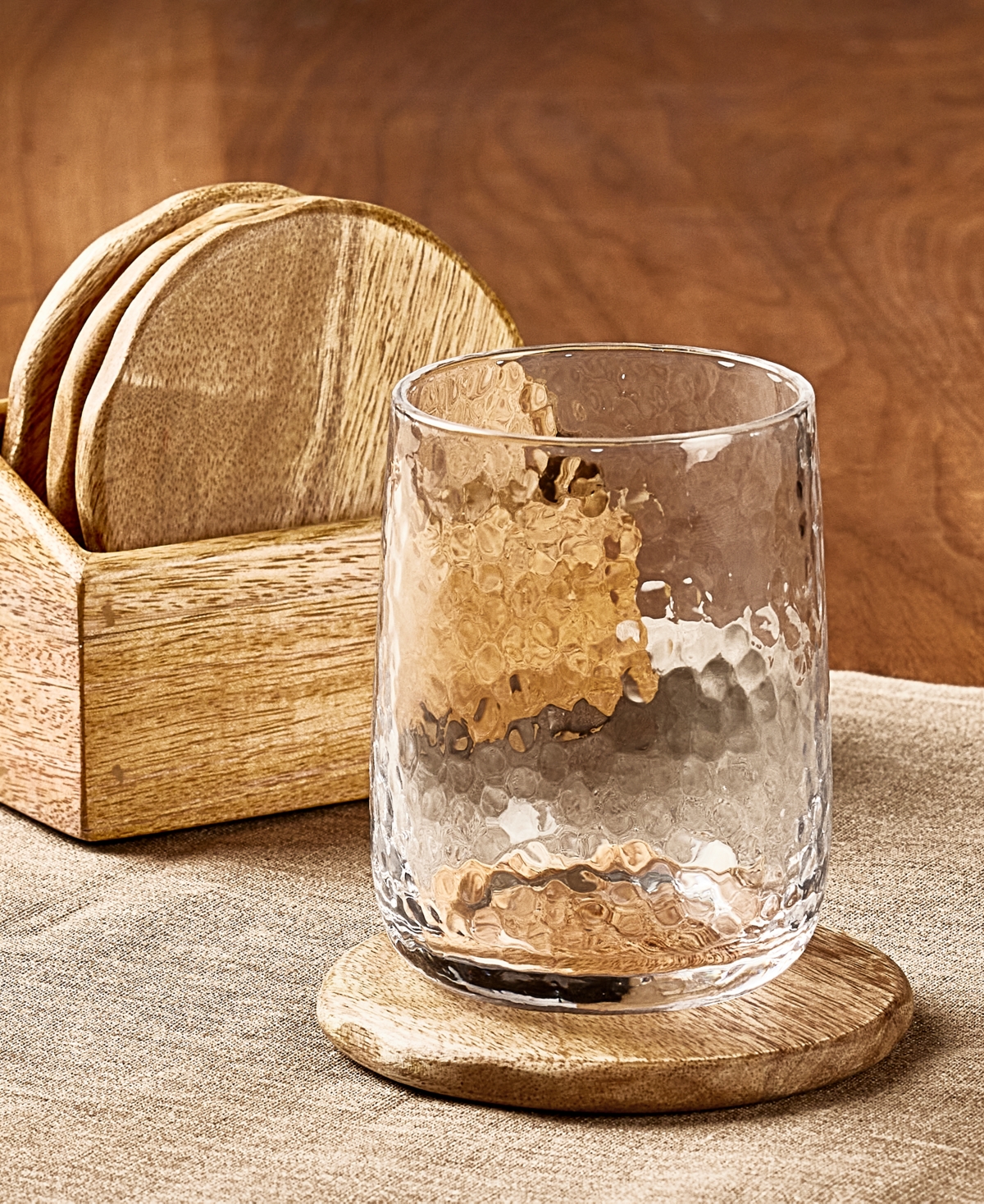 Oake 4-pc. Wooden Coasters With Holder, Exclusively At Macy's In Wood