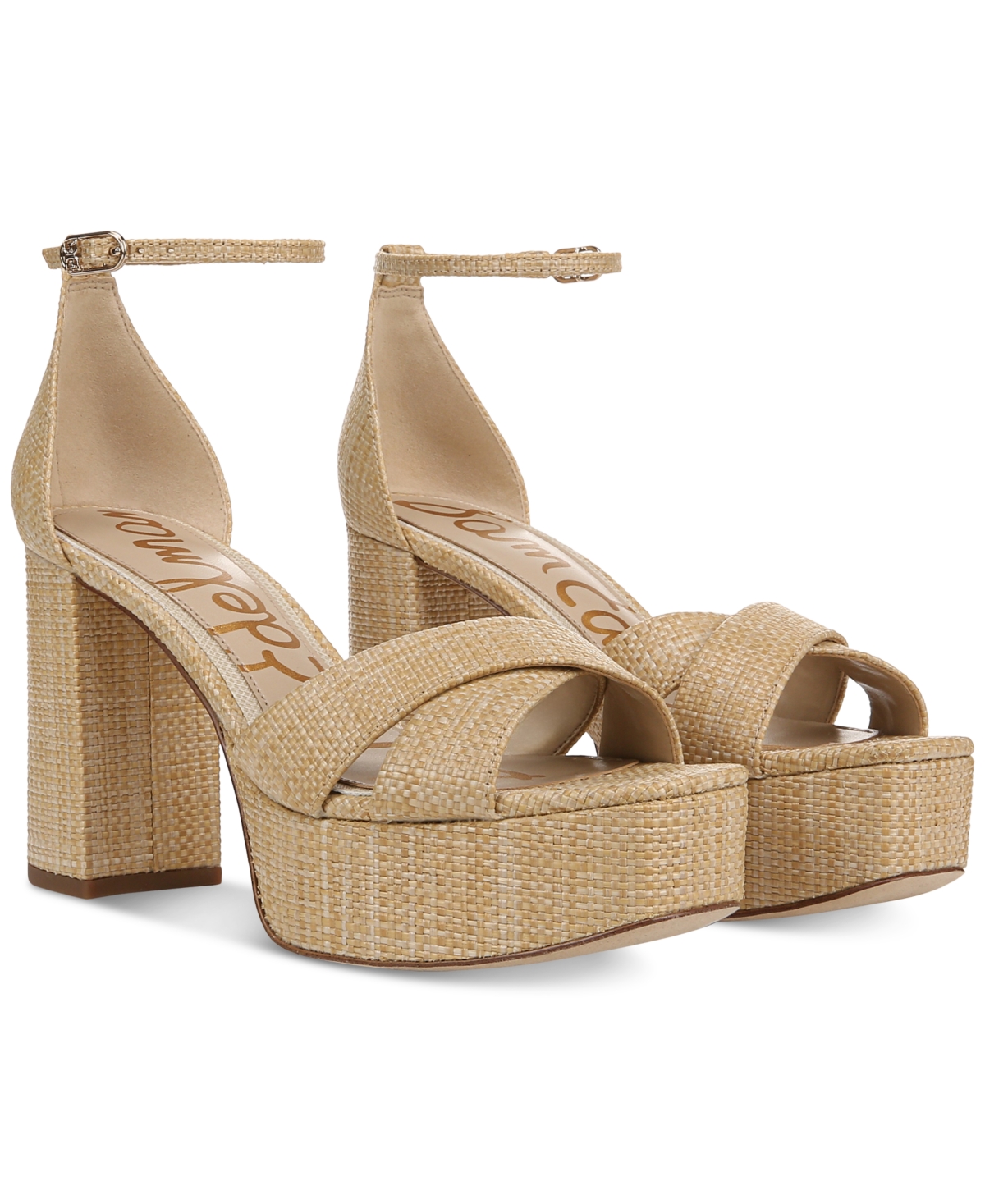 Sam Edelman Jullian Ankle Strap Platform Sandal In Bleached Beechwood