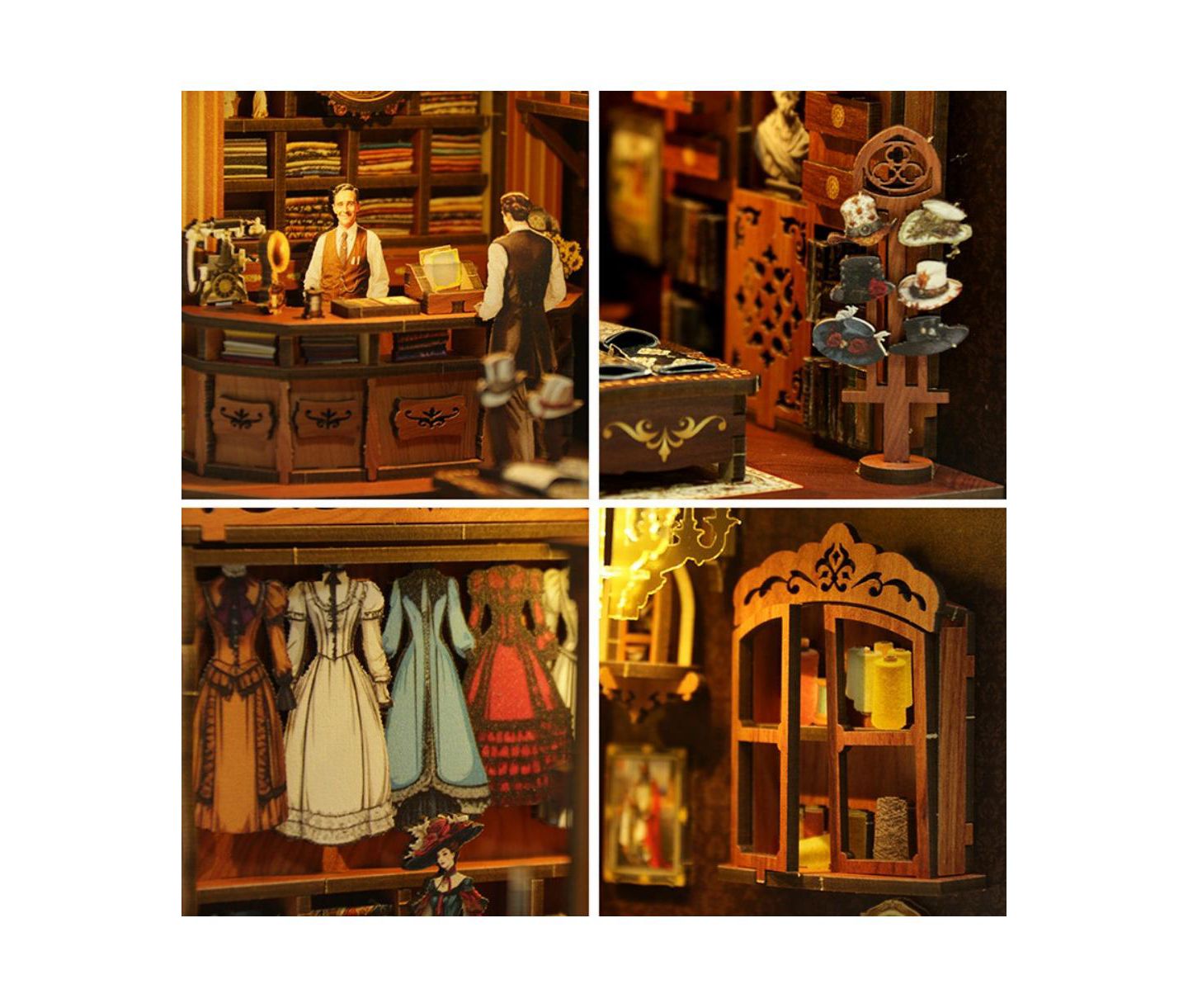 Детские конструкторы HANSILK Royal Seamstress Book Nook Kit 3D Wooden Puzzle, от 14 лет — фото 2