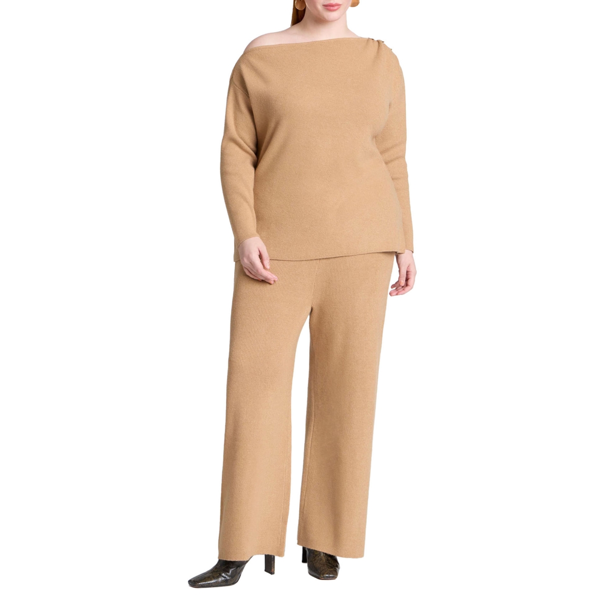 Plus Size Sweater Pant - Warm caramel