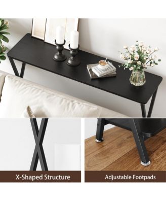Side Table, 41.3" Narrow Console Table, Entryway Table with Metal Frame, Sofa Table, Hallway Table, Display Table for Living Room, Foyer, Bedroom