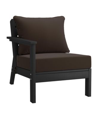 Outdoor Patio HDPE Black Loveseat Sofa with Patio Cushions