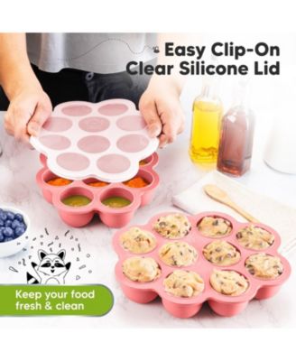 Prep Silicone Baby Food Freezer Tray with Clip-on Lid, 2oz x 10 Silicone Freezer Molds, BPA-Free Baby Food Storage