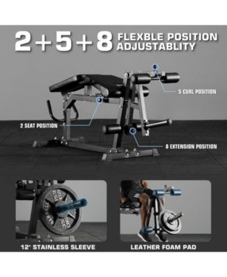 Leg Extension and Curl Machine, Adjustable Leg Rotary Extension Machine for Lower Body Workouts, Leg Machine with Plate Loaded for Home Gym