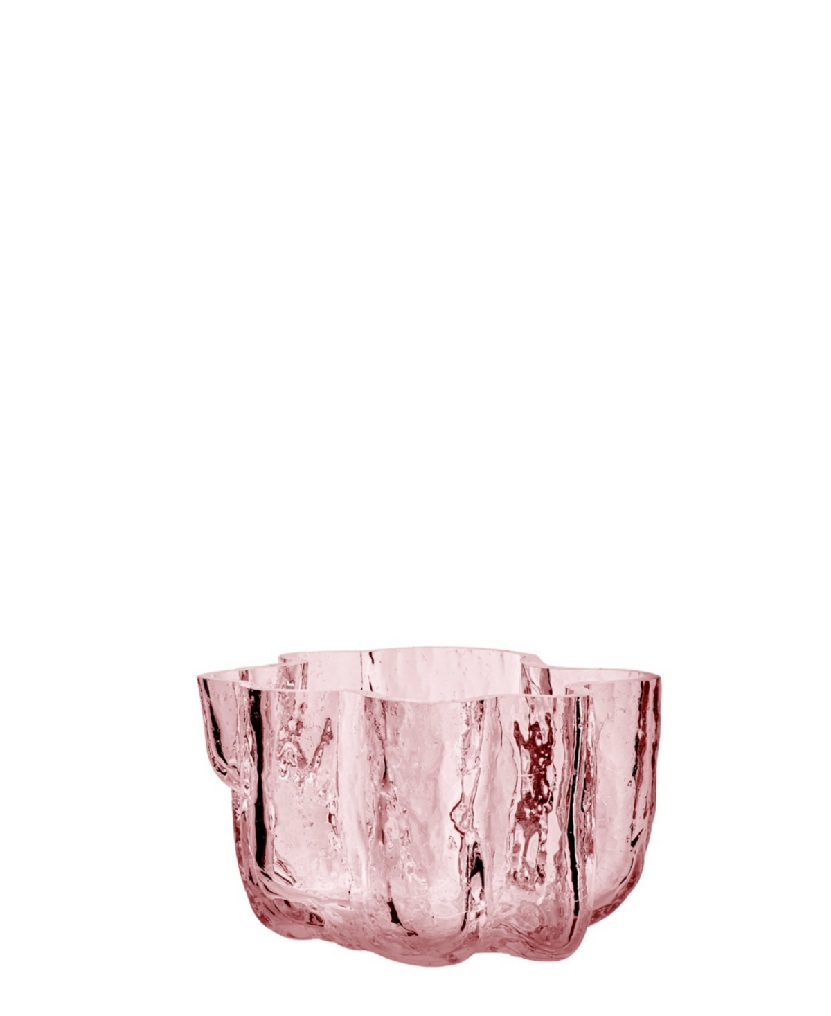 3.8" Crackle Crystal Glass Votive Bowl - Pink