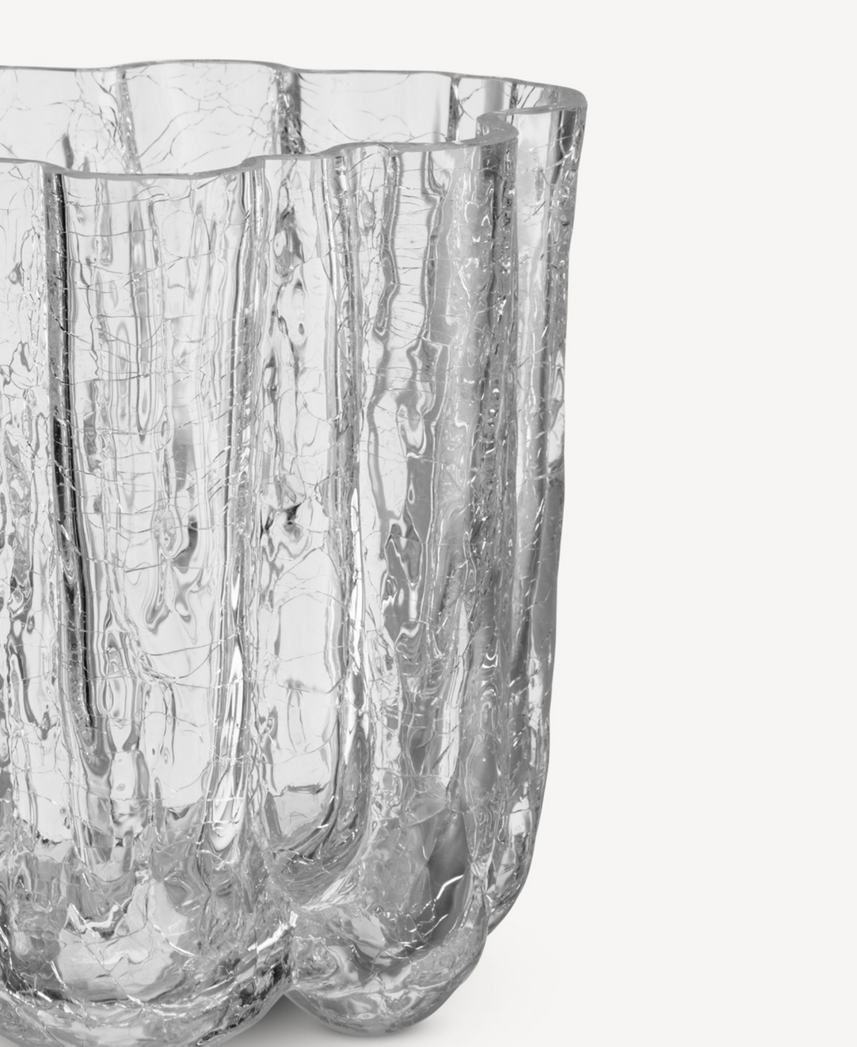 Kosta Boda 4.8" Crackle Crystal Glass Vase In Clear