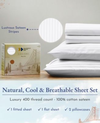Soft Cotton Sheet Set - 400 Thread Count 100% Cotton Sateen