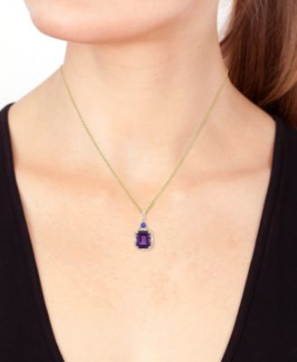 EFFY&reg; Amethyst (4 ct. t.w.), Tanzanite (1/2 ct. t.w.), & Diamond (1/3 ct. t.w.) in 14k Gold, 17" + 1" extender