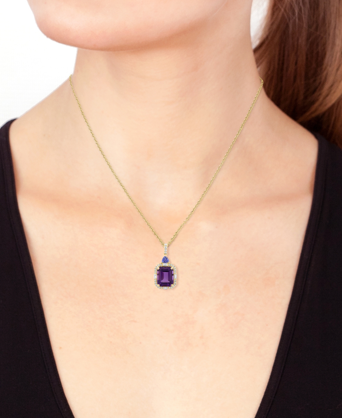 EFFY COLLECTION EFFY AMETHYST (4 CT. T.W.), TANZANITE (1/2 CT. T.W.), & DIAMOND (1/3 CT. T.W.) IN 14K GOLD, 17" + 1" 