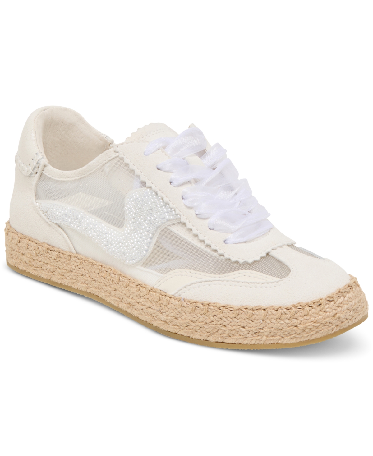 Dolce Vita Notice Beaded Mesh Sneaker In White Mesh