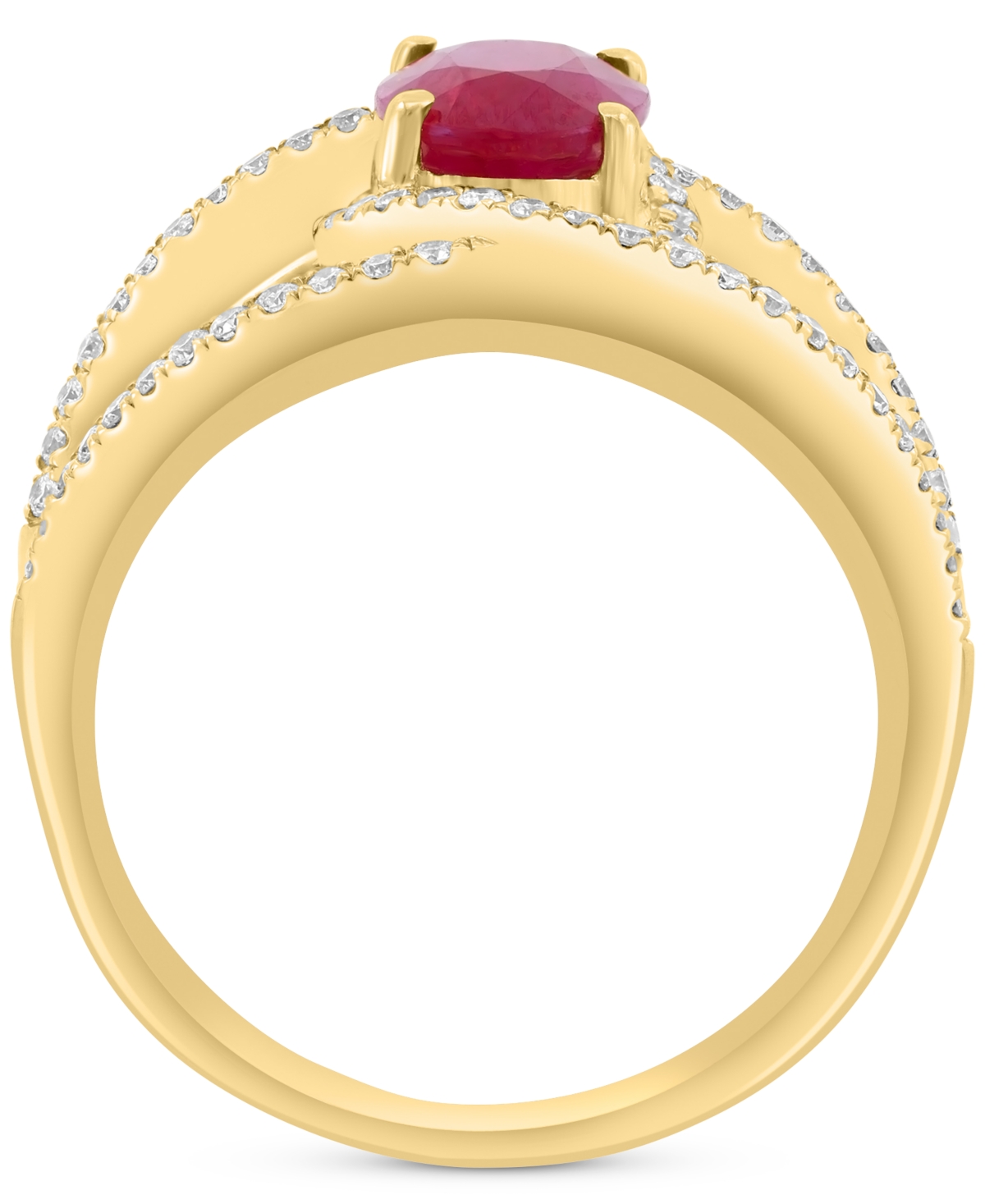 Effy Collection Effy Ruby (1-1/5 Ct. T.w.) & Diamond (3/8 Ct. T.w.) Crossover Statement Ring In 14k Gold In Ruby