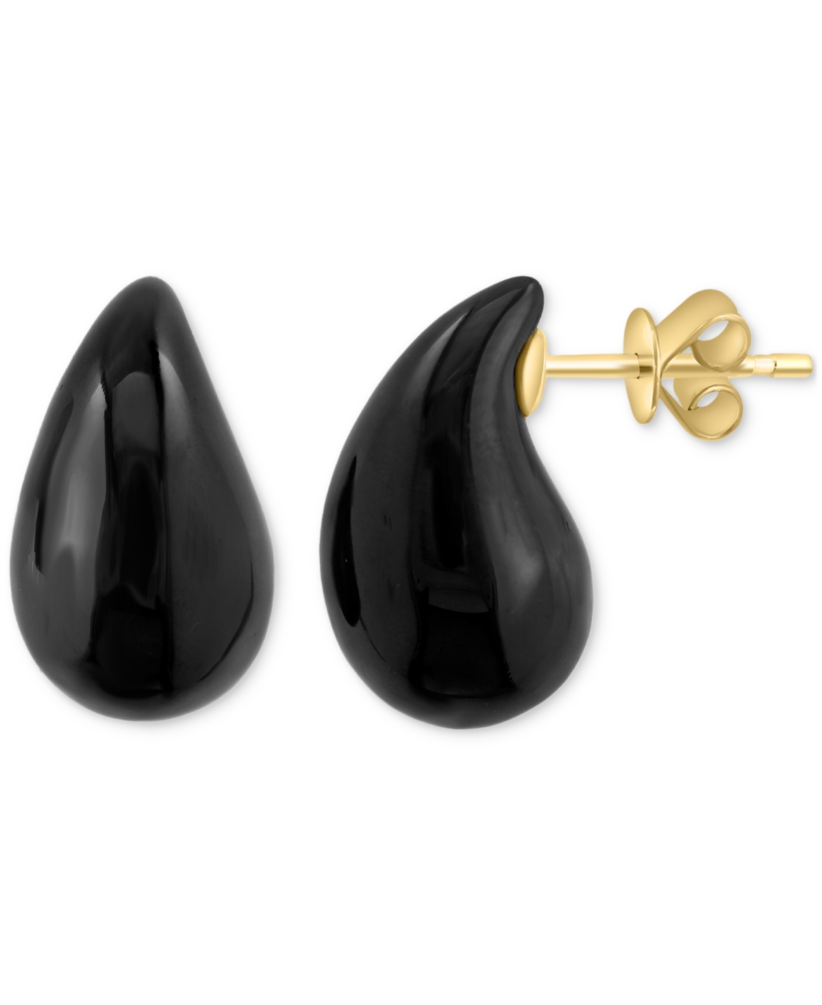 Effy Collection Effy Onyx Fancy Shape Swoop Stud Earrings In 14k Gold In Onyx