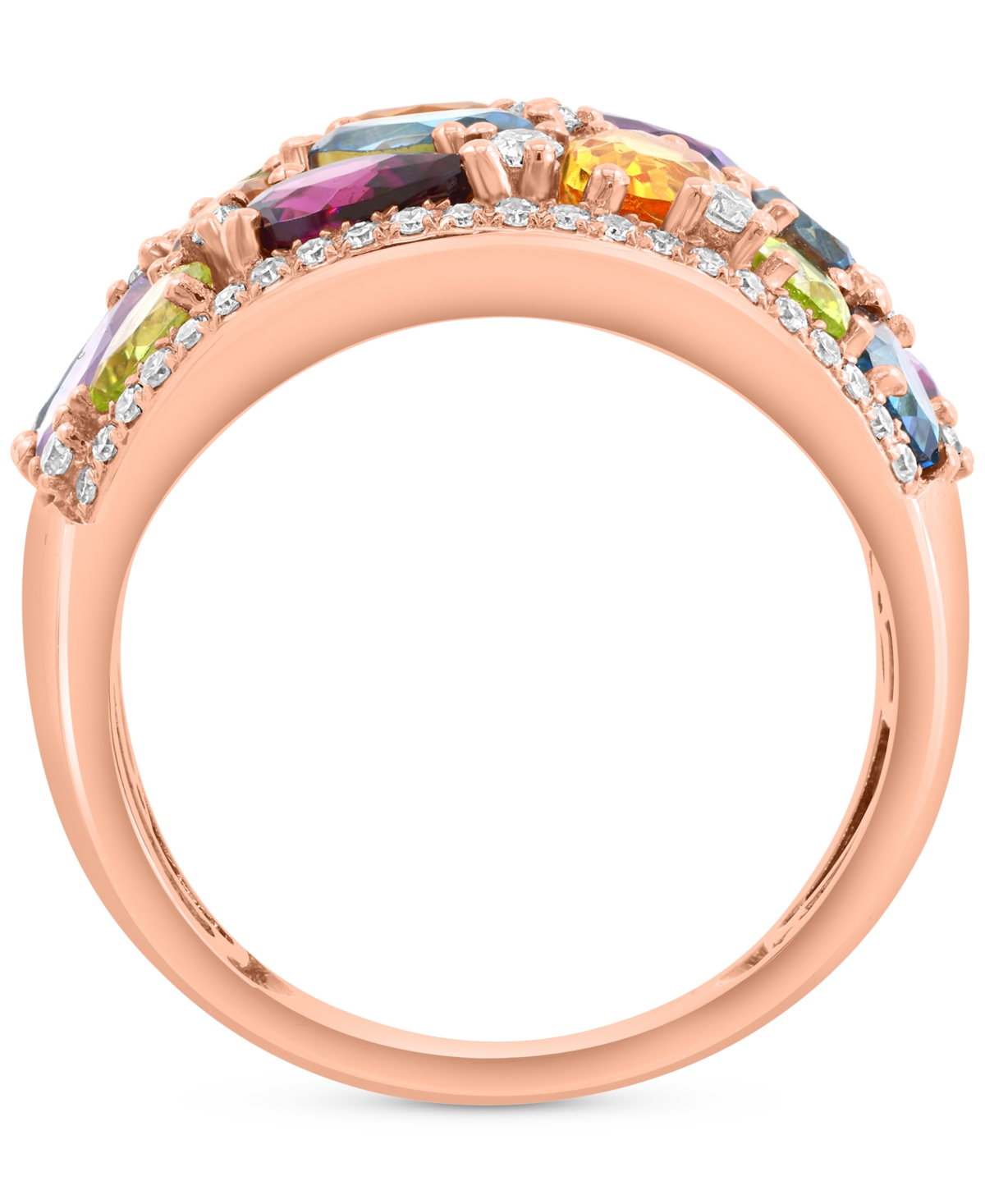 Effy Collection Effy Multi-gemstone (4-1/5 Ct. T.w.) & Diamond (1/3 Ct. T.w.) Mixed Cut Cluster Statement Ring In 14 In Multi Stone