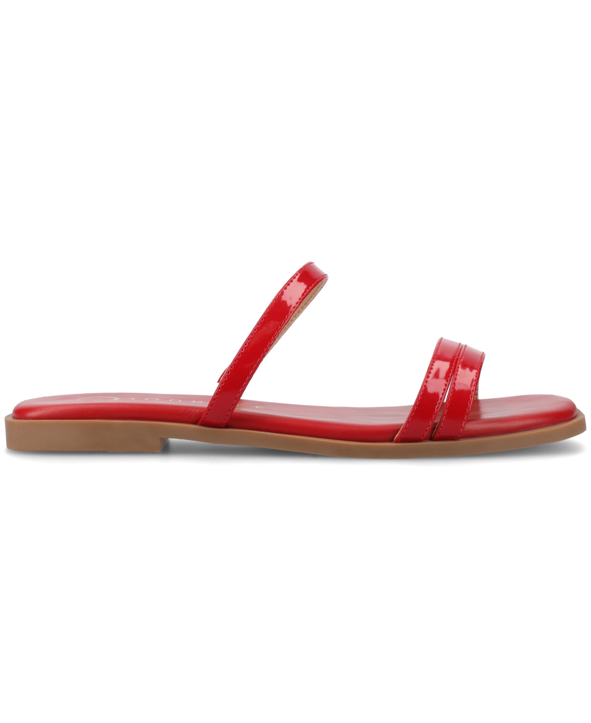 Shop Journee Collection Women's Brisa Multi Strap Slip On Flat Sandals In Patent,red