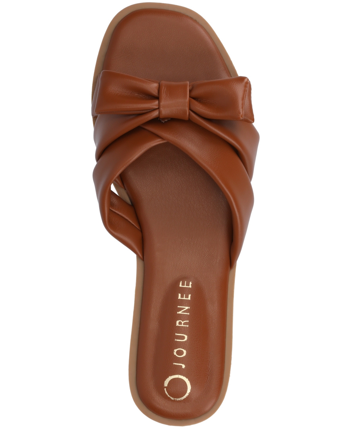 Shop Journee Collection Women's Prylin Bow Slide Flat Sandals In Cognac