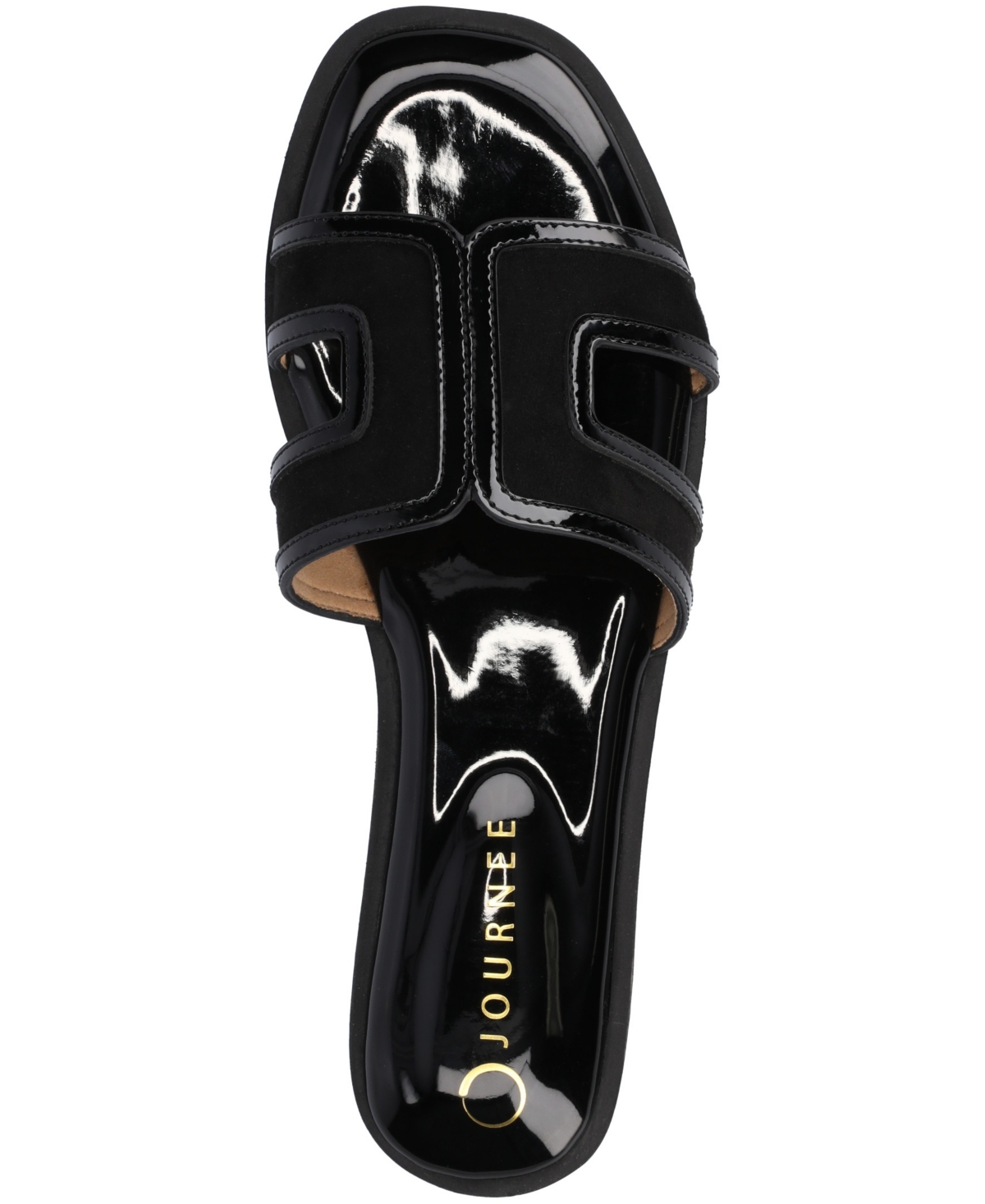 Shop Journee Collection Women's Primah Slide Flat Sandals In Patent,black