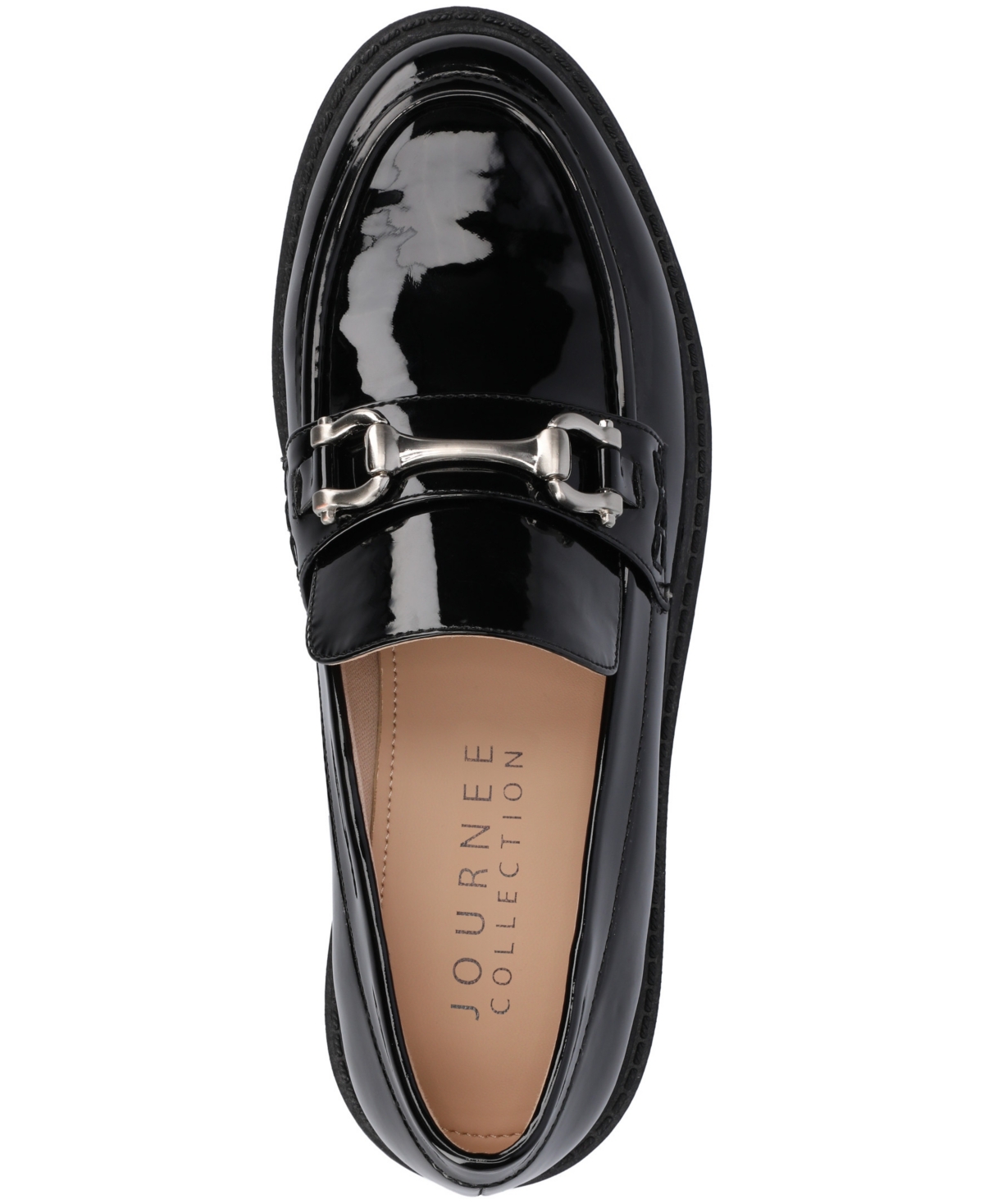 Journee Collection Women's Jessamey Lug Sole Round Toe Loafers In Patent,black