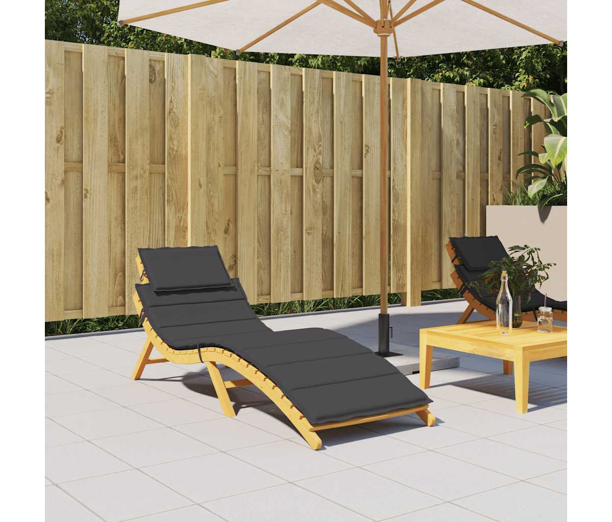 vidaXL Sun Lounger Cushion Black 73.2"x22.8"x1.2" Oxford Fabric