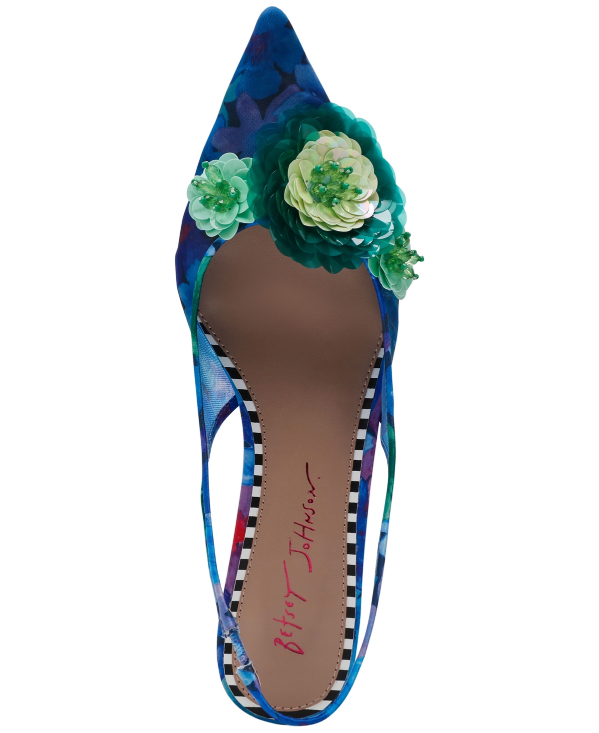 Shop Betsey Johnson Women's Audree Floral Mesh Slingback Pumps In Blue Floral