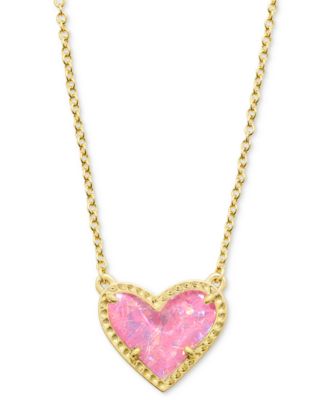 14K Gold Plated and Genuine Stone Ari Heart Pendant Necklace